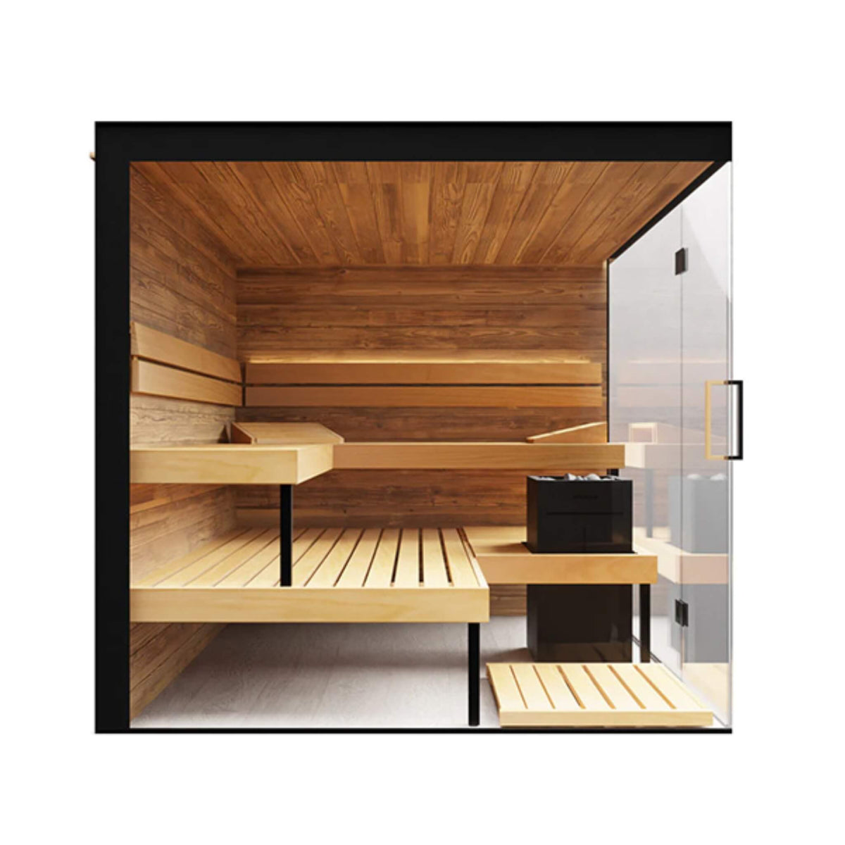 ThermaSol Lumaria Indoor Panoramic Glass Sauna with Harvia Virta Heater