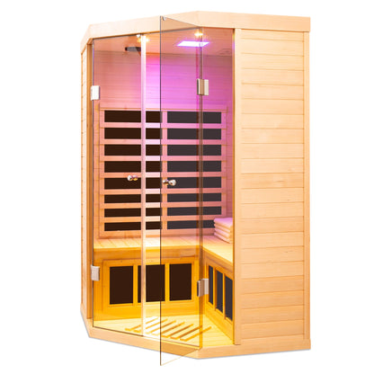Two Persons Deluxe Hemlock Far Infrared Corner Sauna
