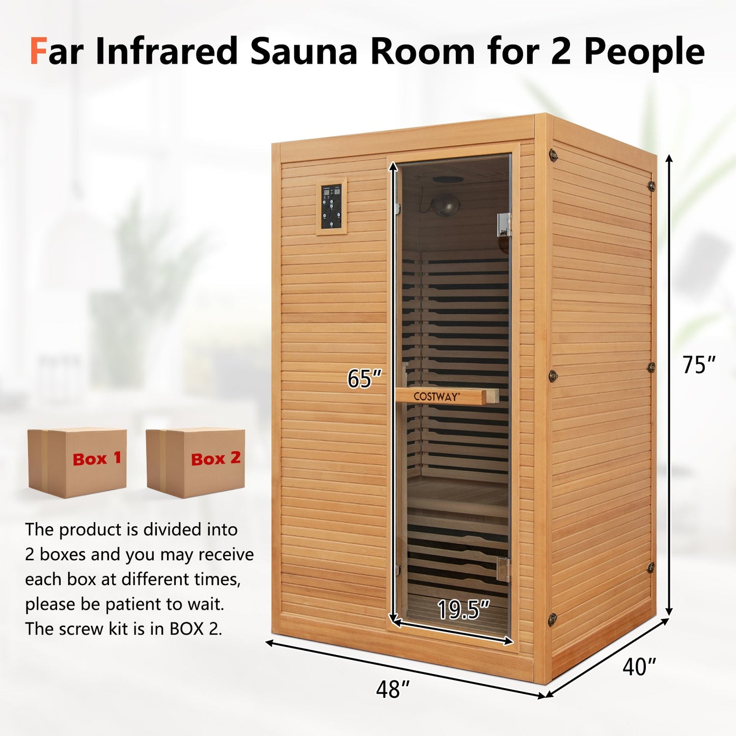 2024 New 2 People Far Infrared Wooden Sauna Room with Free Red Light for Home