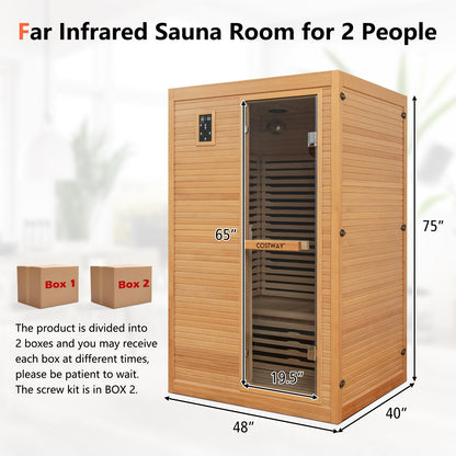 2024 New 2 People Far Infrared Wooden Sauna Room with Free Red Light for Home