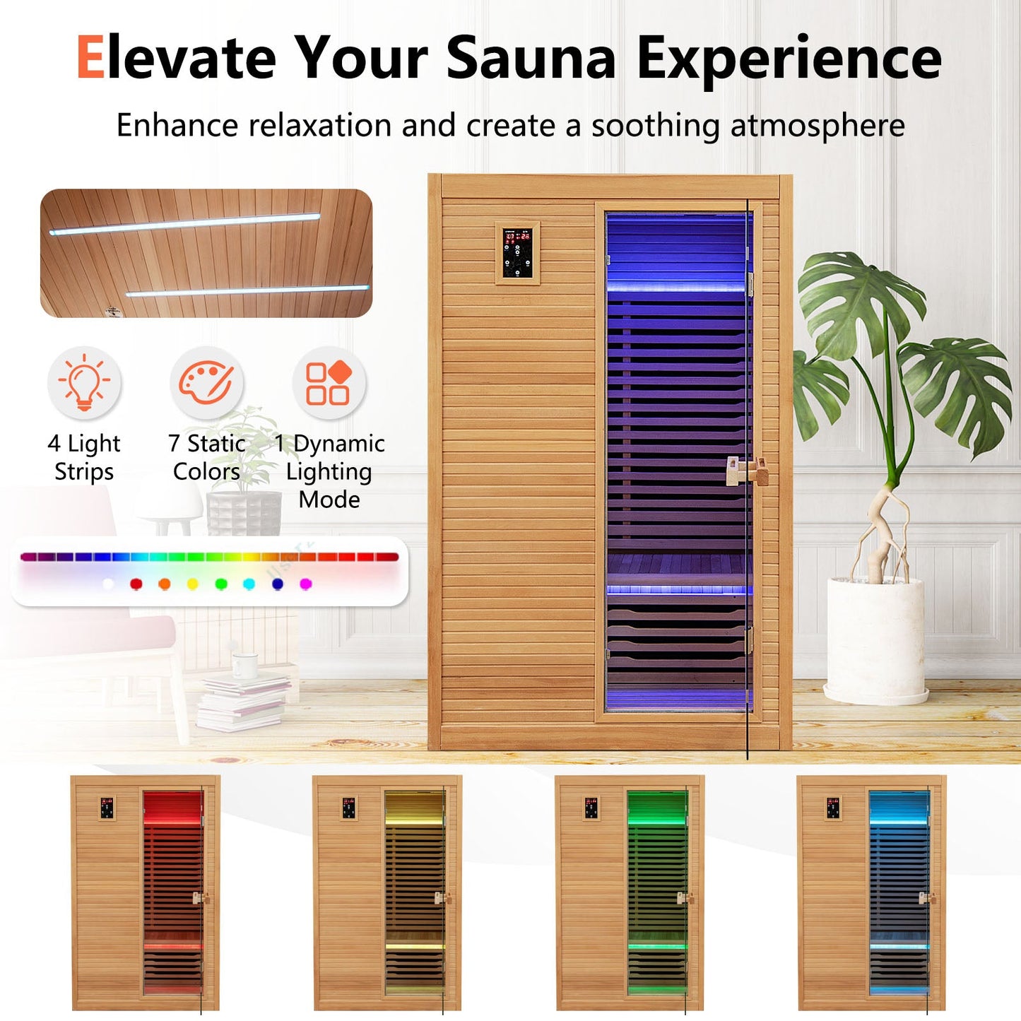 2024 New 2 People Far Infrared Wooden Sauna Room with Free Red Light for Home