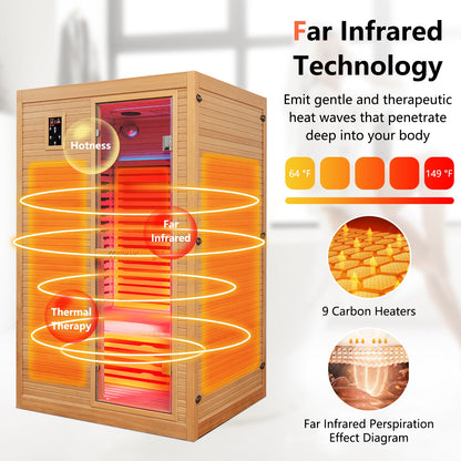 2024 New 2 People Far Infrared Wooden Sauna Room with Free Red Light for Home