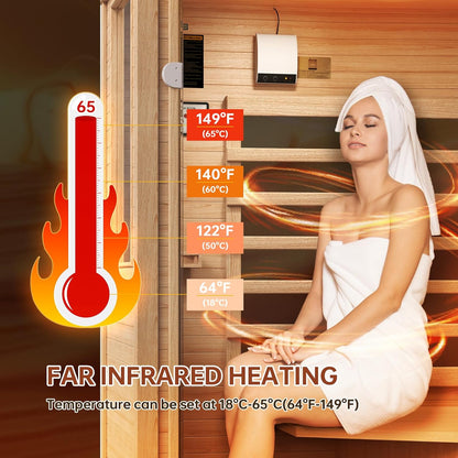 Wooden Infrared Saunas, 1 Person Traditonal Red Light Sauna, Indoor Home Sauna with Control Panel,10 Chromotherapy, Bluetooth Speakers, Low EMF for House & Gym, 33.4 * 33.4 * 70 Inch