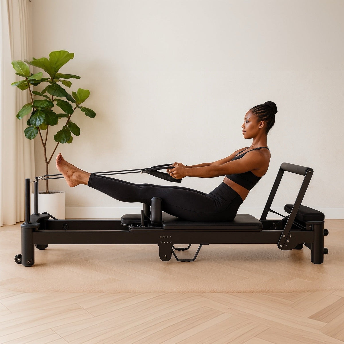 Luraush Foldable Pilates Reformer with Jumpboard and Box