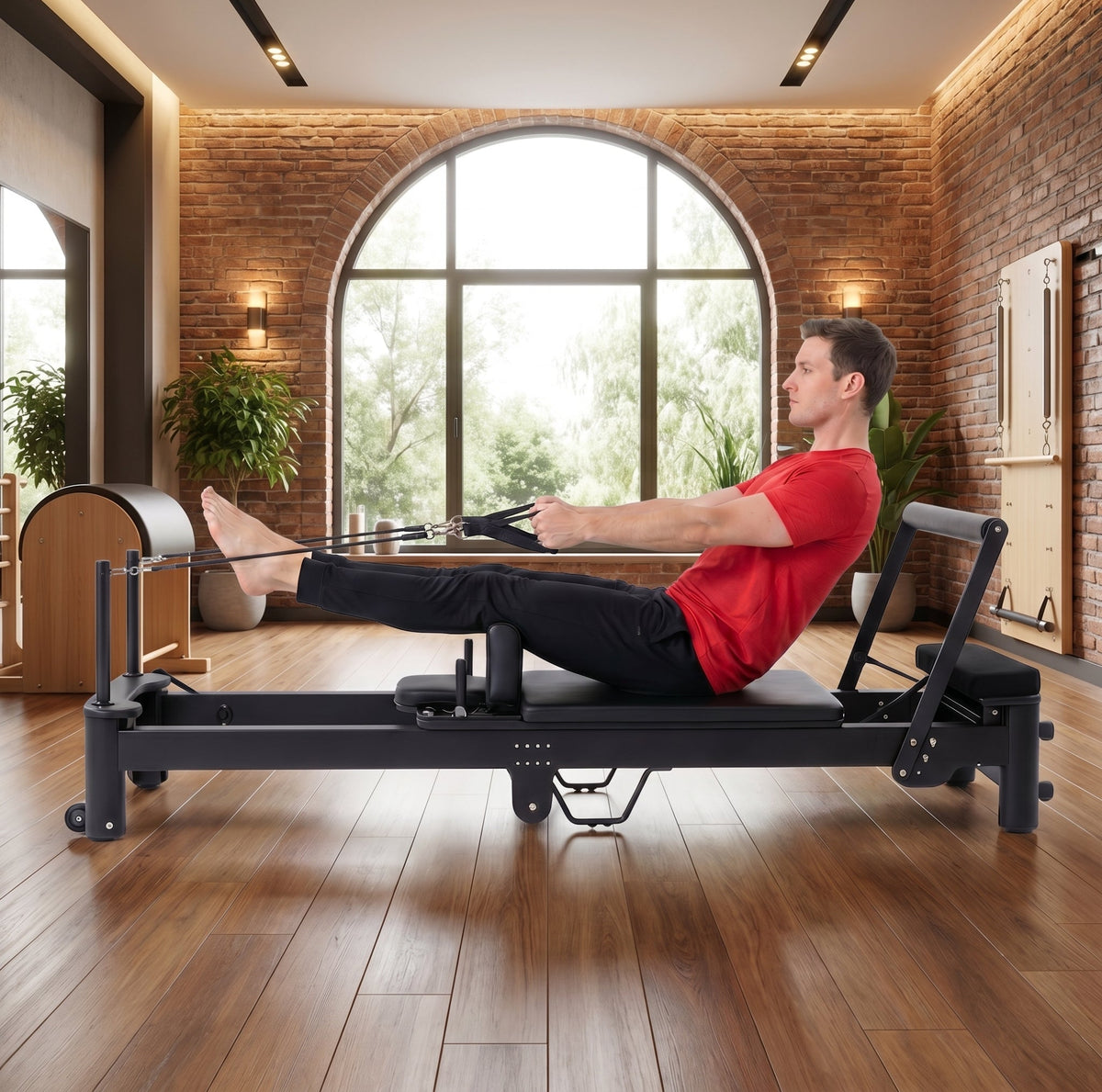 Luraush Foldable Pilates Reformer with Jumpboard and Box