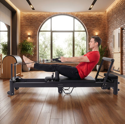 Luraush Foldable Pilates Reformer with Jumpboard and Box