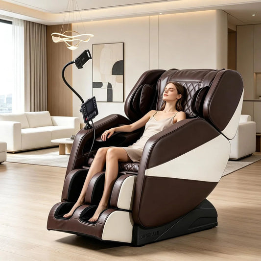 2026 Zero Gravity Full Body Massage Chair Recliner with 10 Rollers Airbags Heating Foot Massage Bluetooth Speaker, Custom