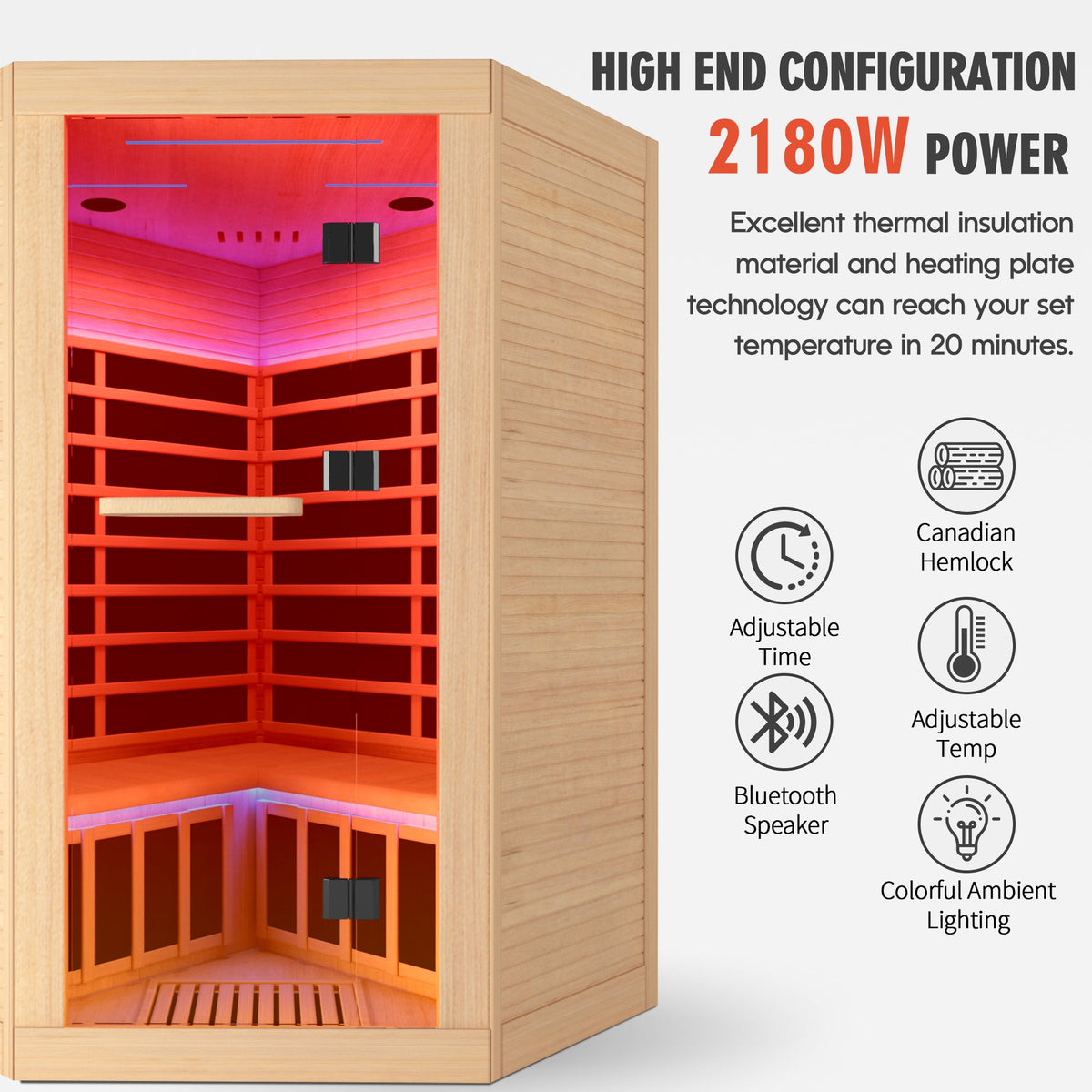 Canadian Hemlock Pentagonal Double Sauna