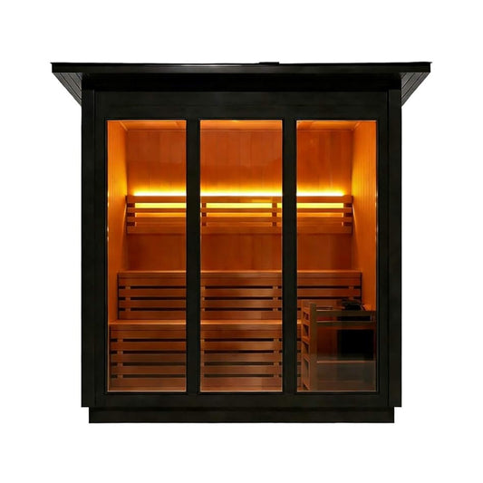 Custom 8-Person Luxury Canadian Red Cedar Outdoor Steam Sauna With Heater And Stones [Made-To-Order] (SAK13492)