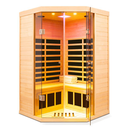 Two Persons Deluxe Hemlock Far Infrared Corner Sauna