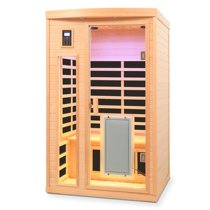 Low EMF Hemlock Wood Far-Infrared Indoor Two Person Sauna Room