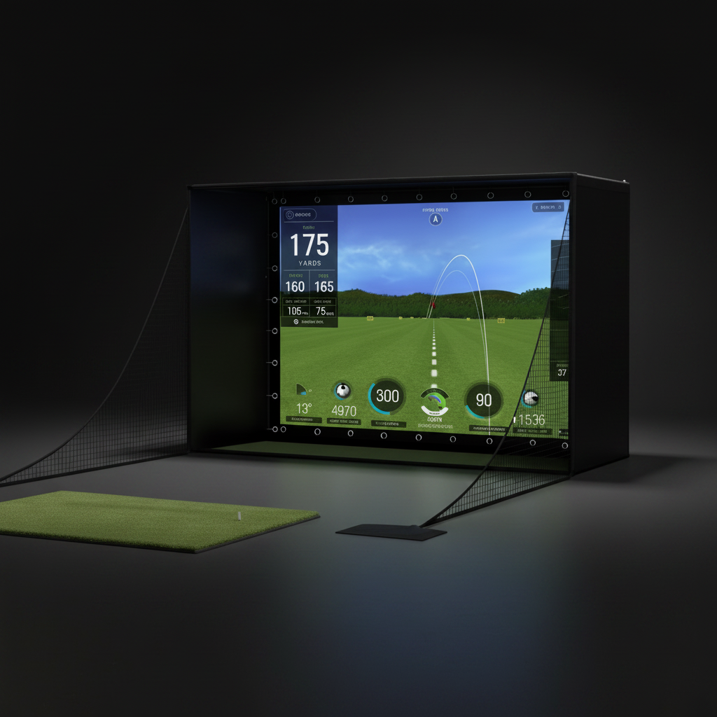 11' X 8' Complete Golf Simulator Enclosure Package, 4K-Ready Impact Screen with Blackout Enclosure Cage, Frame Poles, Side Nets & Sandbags, Easy Setup for Indoor/Garage Practice