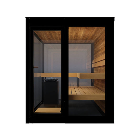 ThermaSol Vue 4-Person Outdoor Mirrored Glass Sauna with 9 kW Heater